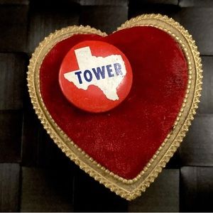 Vintage Florenza Art Nouveau Jewelry Casket Trinket Box | Velvet Pincushion Top